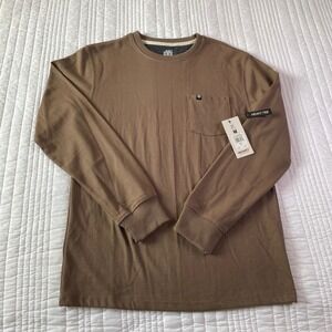Element Men Walnut Brown Heavy Tee Long Sleeve Pocket T-Shirt Relax Fit MEL224R0